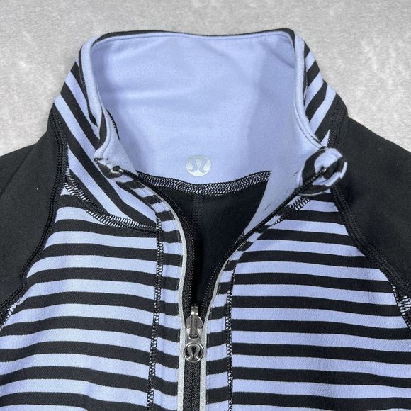 Lululemon Purple Run U-Turn 1/4 Zip Pullover Reversible Stripe Women’s Size: 4 - Picture 4 of 10
